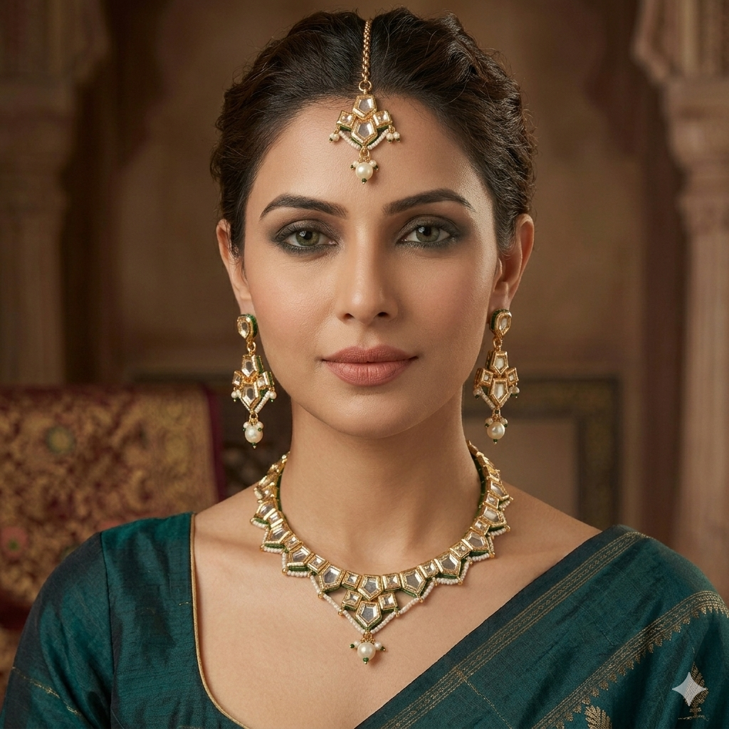 Kundan rajwada set with mangtika
