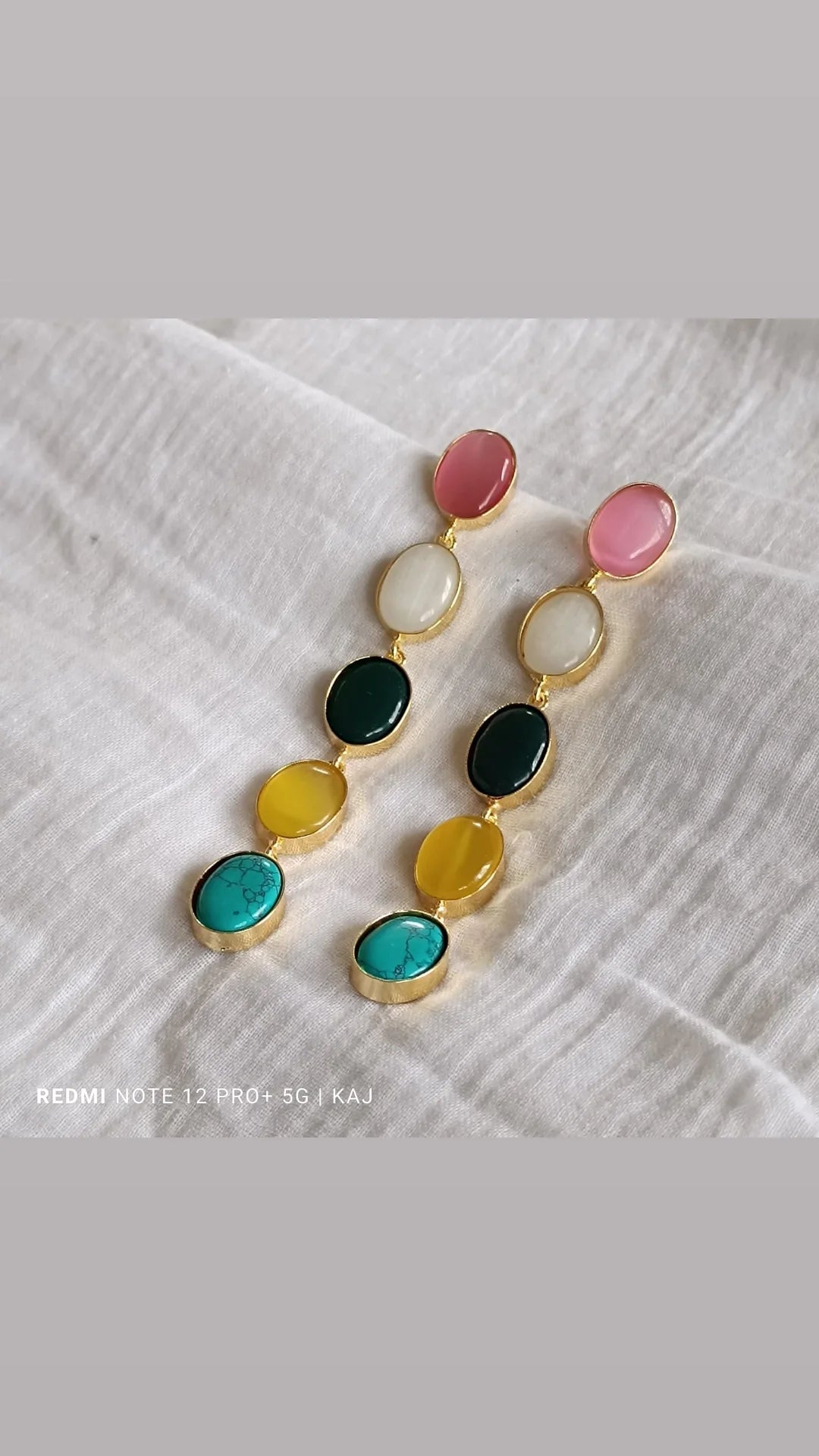 Monalisa stones multi colour long earrings