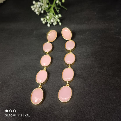 Monalisa stones multi colour long earrings