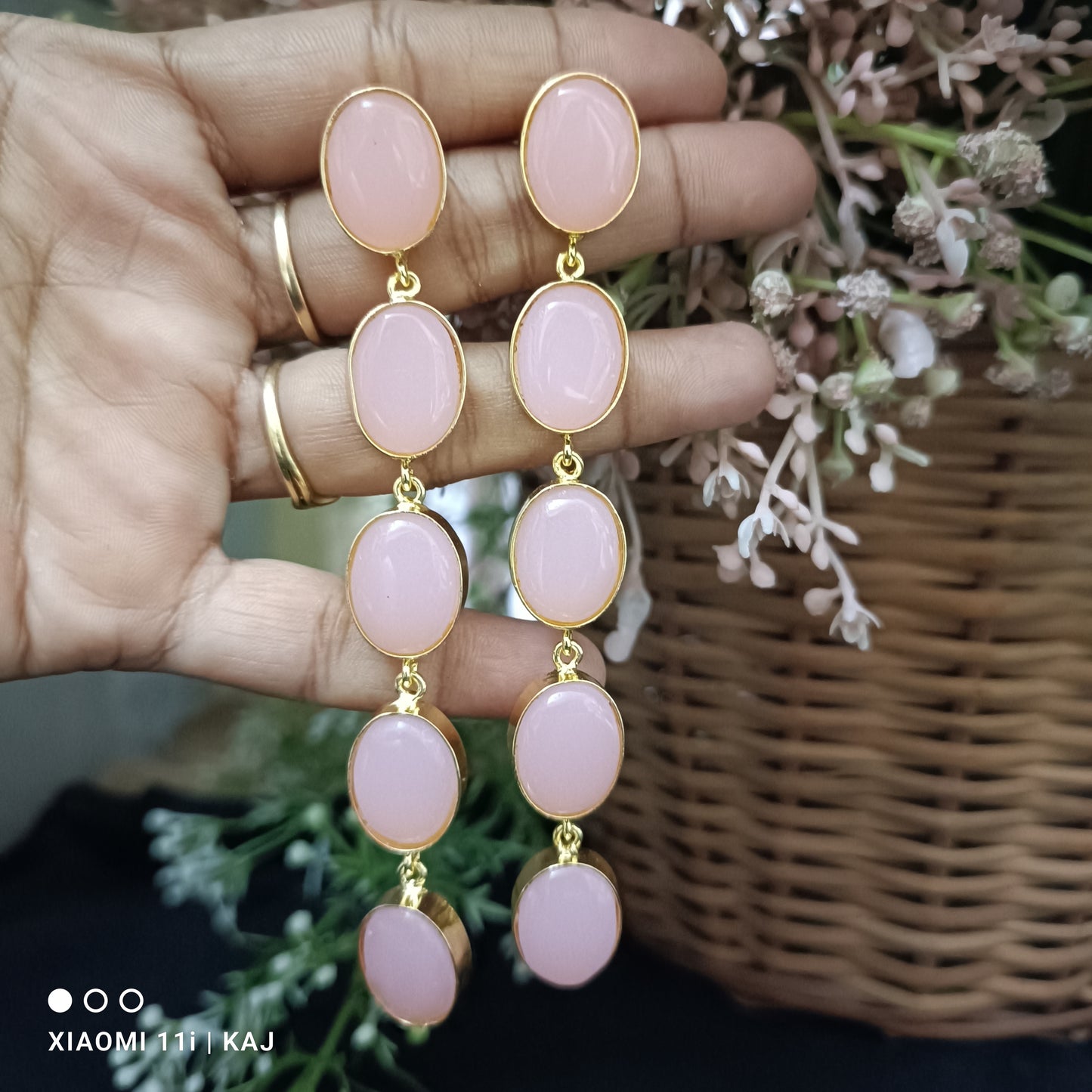 Monalisa stones multi colour long earrings
