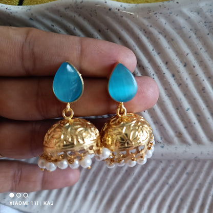 Glass stone small jhumki