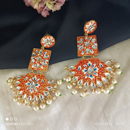 Handprint light weight long earrings