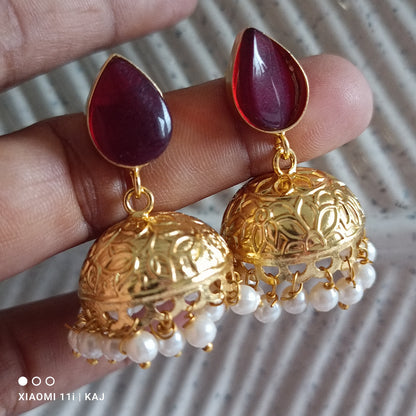 Glass stone small jhumki