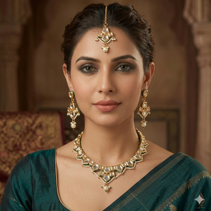 Kundan rajwada set with mangtika