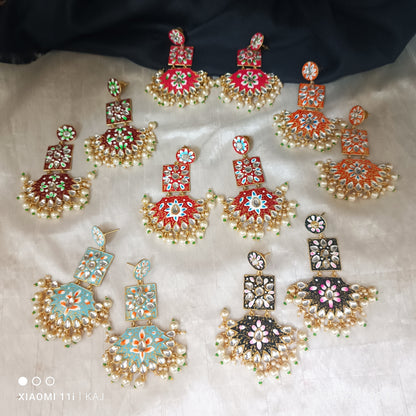 Handprint light weight long earrings