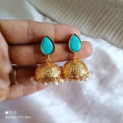 Glass stone small jhumki