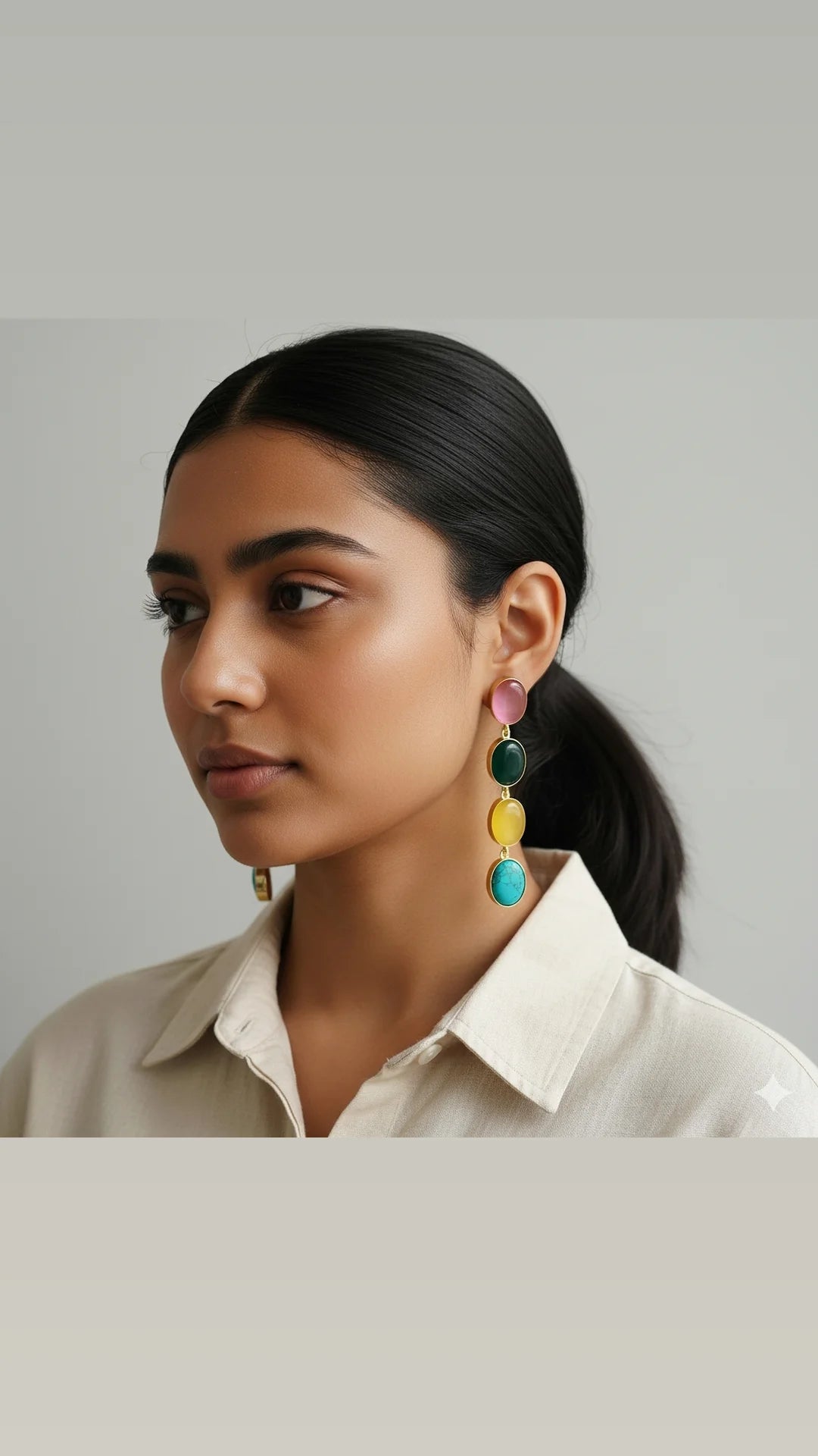 Monalisa stones multi colour long earrings