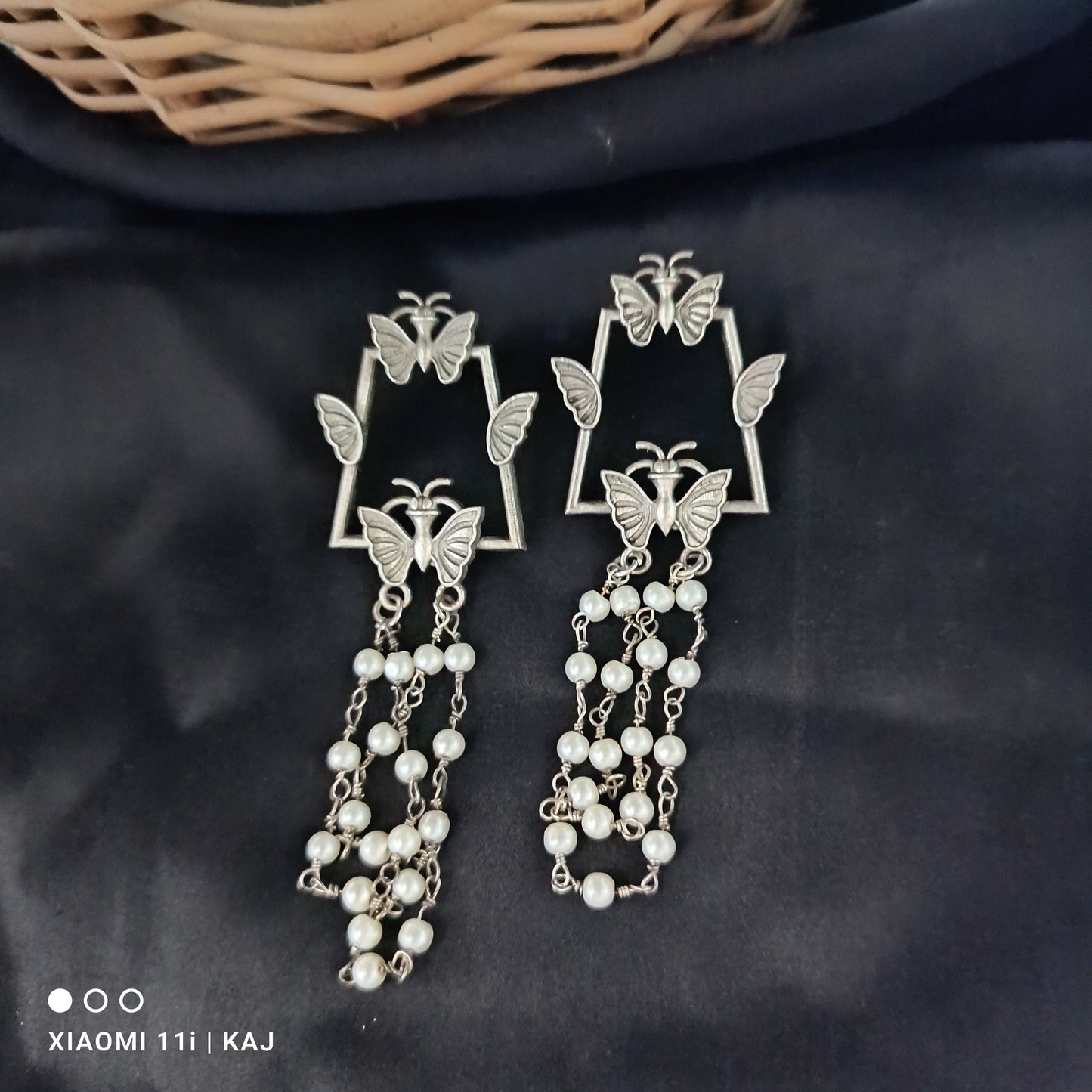 Handmade antique silver earrings