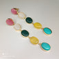 Monalisa stones multi colour long earrings