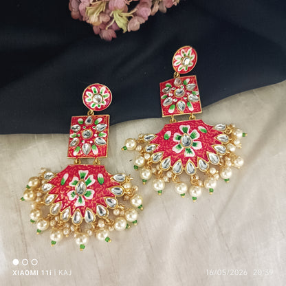 Handprint light weight long earrings