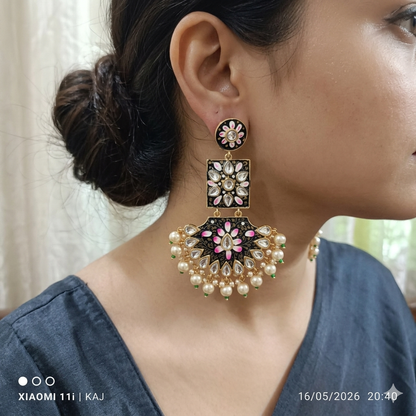 Handprint light weight long earrings