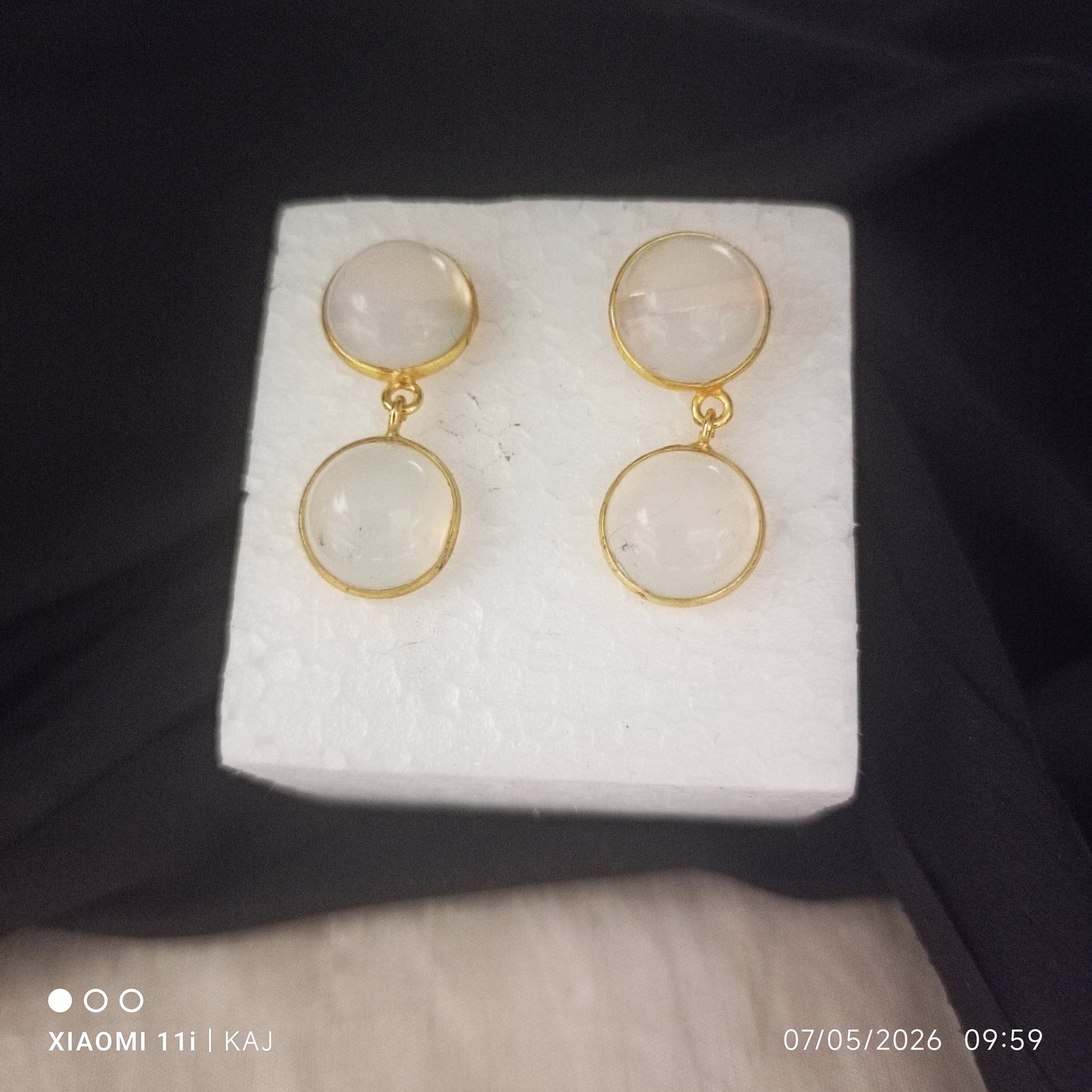 White Opal stone earrings