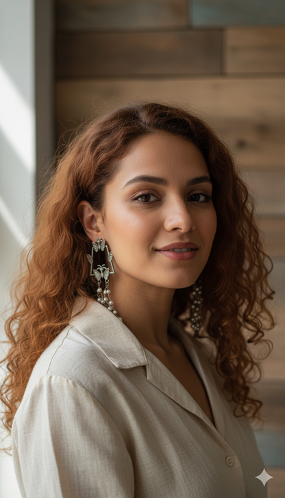 Handmade antique silver earrings