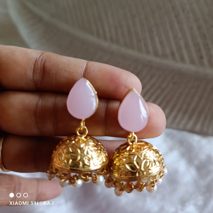 Glass stone small jhumki