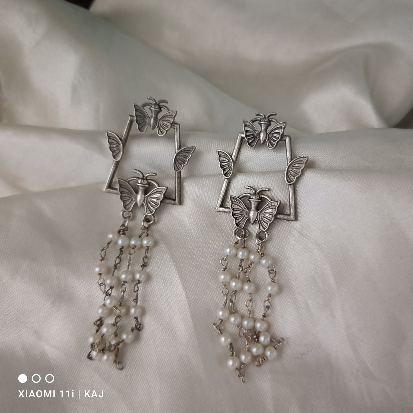 Handmade antique silver earrings