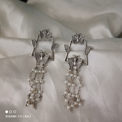 Handmade antique silver earrings