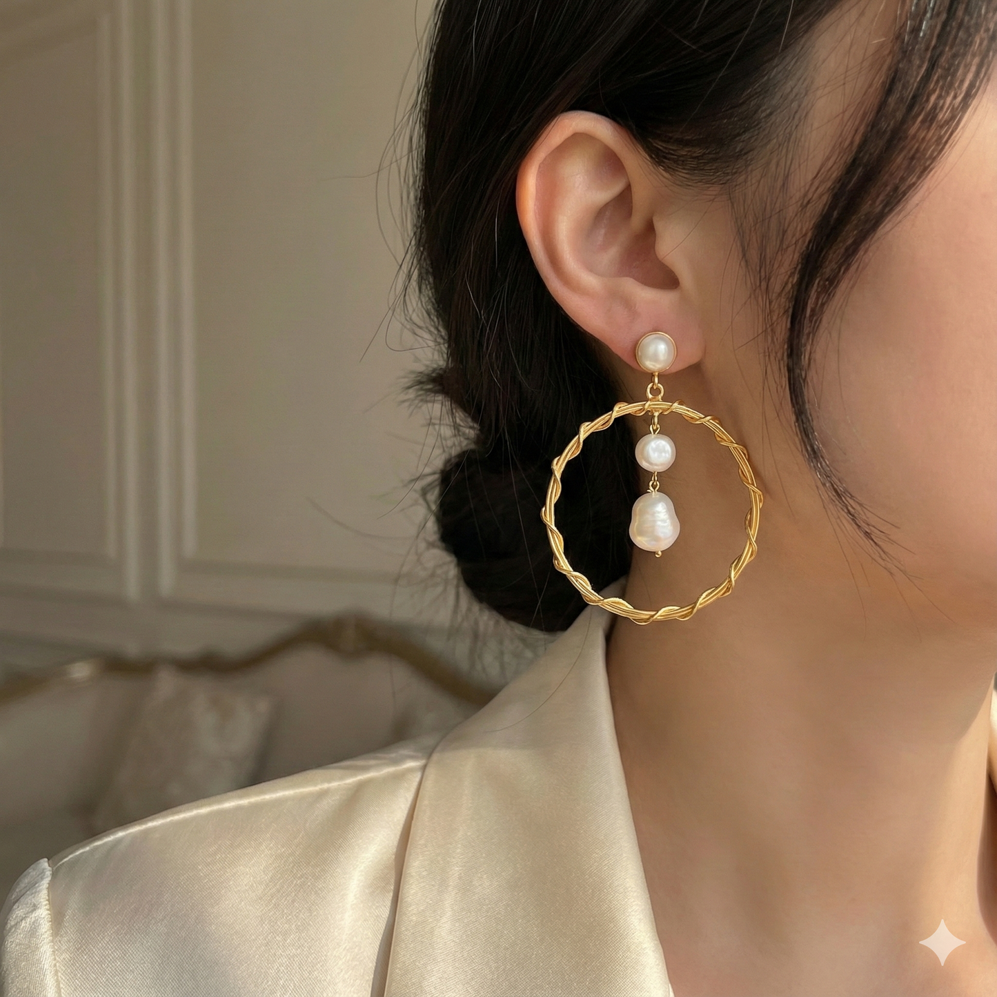 Real baroque pearl's earrings