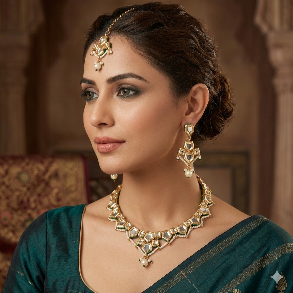 Kundan rajwada set with mangtika