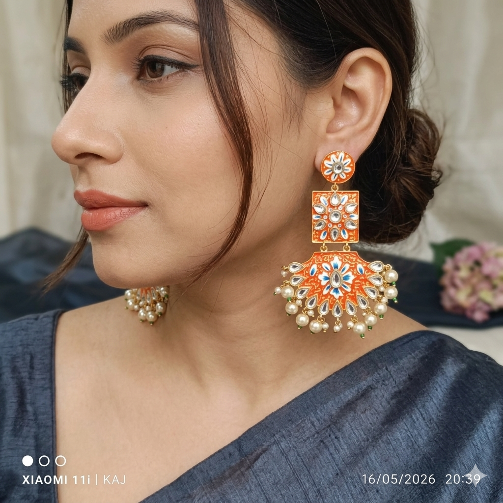 Handprint light weight long earrings