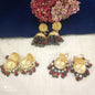 Brass base aati work jhumki earrings
