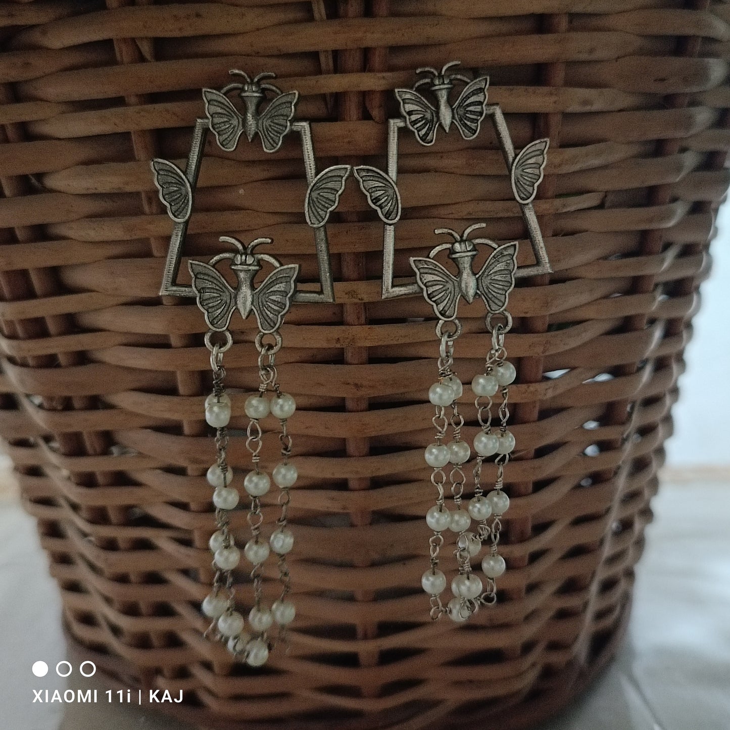 Handmade antique silver earrings